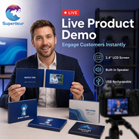 Carte de visite promotionnelle vidéo pour entreprise avec impression CMJN, écran LCD 2,4 pouces haute résolution 320x240, idéale pour le branding de luxe