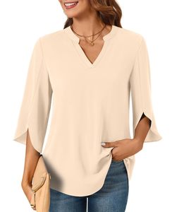 เสื้อยืดคอ<span class=keywords><strong>วี</strong></span>ผ้าชีฟองแขน3/4สีพื้นพิมพ์ลายเสื้อผู้หญิงผ้าโมดอลเสื้อลำลองสำหรับผู้หญิงใส่ฤดูร้อน - Product Image 2