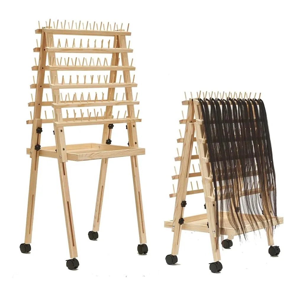 竹製木製ヘアバンドル編組スタンドラック倉庫ブランケットはしご & ラック