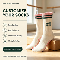 Chaussettes de yoga et de Pilates antidérapantes en coton pour femmes, avec logo brodé Juncai, design ballerine, chaussettes personnalisées