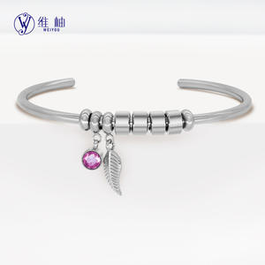 Dropshipping Shopify POD Product 12 Colors Birthstone Bangle Engraved Name Zodiac Adjustable Bracelet Personalized <b>Gift</b> - Product Image 2