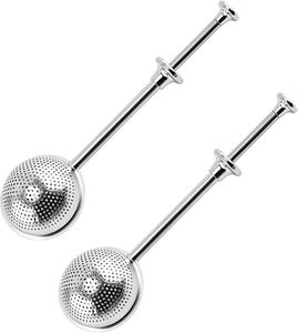 Professional Pushing Handle Ball Shape Stainless Steel <b>Tea</b> Strainer <b>Tea</b> <b>Infuser</b> for Brewing Loose Leaf <b>Tea</b> - Product Image 1