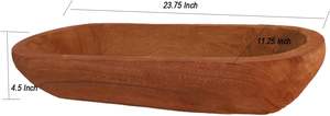 Ciotola di pasta in legno per arredamento 23.75 lx11.25w pollici grande ciotola TrayHand intagliato rustico, ciotola <span class=keywords><strong>lunga</strong></span> in legno per la casa arredamento tavolo centrotavola - Product Image 2