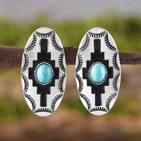 Meilleure vente en gros de boucles d'oreilles en pierre aztèque occidentale pour femmes sud-ouest rose noir turquoise blanc rouge jaune mode