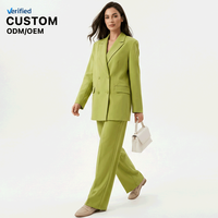 Ensemble tailleur décontracté 2 pièces pour femme : Blazer long oversize et pantalon taille haute à jambes larges – Idéal pour le bureau et la mode