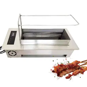 Automatic Flip Commercial Smokeless BBQ Grill Table Top Kebab Skewers Metal Machine Roasting Plate Rotary Grill Babecue Tool