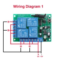 Commutateur de télécommande sans fil universel 433Mhz Module récepteur de relais DC 12V 4CH Transmetteur à distance 4 boutons Système domestique intelligent