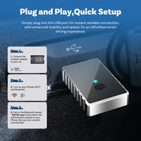 Dongle CarPlay sans fil OEM 64 Mo RAM/16 Mo ROM Stockage extensible Wi-Fi double bande USB Type-A Compatible universel 1 an