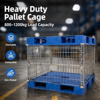 Cage à palettes en acier galvanisé soudé, robuste, pliable et démontable, pour la logistique d'entrepôt