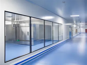 Sala limpa com janelas duplas de 50 mm para laboratório farmacêutico