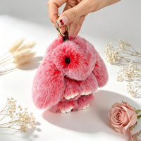 Porte-clés en peluche pour femmes, motif lapin moelleux, couleur personnalisable, accessoire de sac