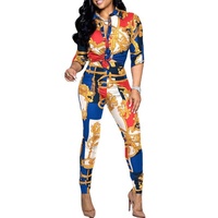 Collection Printemps 2027 : Ensemble Décontracté Imprimé Color-block à Manches Longues et Col pour Femme (Vente en Gros)