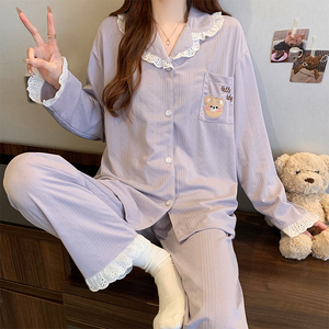 Phụ Nữ Của Phim Hoạt Hình Ngọt Ngào In Đồ Ngủ Mùa Xuân Mới Nhà Giản Dị Mặc Có Thể được Mặc Bên Ngoài Bộ Đồ Ngủ Phù Hợp Với Real Shot - Product Image 6