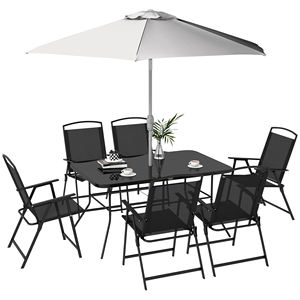 Juego de comedor moderno para exteriores, muebles duraderos de hierro y aluminio para jardín, patio o uso exterior - Product Image 1