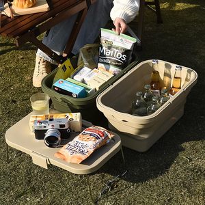 <b>Large</b> Capacity Multi-Functional Portable <b>Storage</b> Picnic <b>Basket</b> Vintage Foldable Travel-Convenient Fruit Lid for - Product Image 5