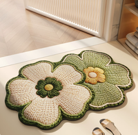 Tapis de bain en terre de diatomée douce, séchage rapide, 2 pièces, imprimé floral, antidérapant