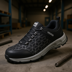 Chaussures de sécurité athlétiques pour hommes Vevor, embout en acier, coupe large, baskets de travail noires, taille 8.5, empeigne en mesh, semelle extérieure en caoutchouc - Product Image 2