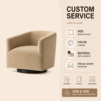 Fauteuil d'appoint moderne en forme de baril, fauteuil rembourré en velours beige avec base fixe robuste pour salon