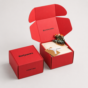 Wholesale All <b>Red</b> Matte Aircraft <b>Box</b> Custom Brand Text Printing Foldable Corrugated Paper Mailing <b>Box</b> Custom Size For Gift Set - Product Image 1