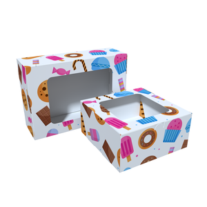 Cartoon Print Dessert Packaging Box Children's Macaron Cookie Doughnut Gift Box Biodegradable Food Paper Box