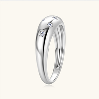 Bague de fiançailles Saint-Valentin en argent 925 plaqué or 18 carats avec diamant 1,5 mm et moissanite étoile sertie clos