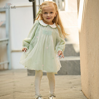 Robe de princesse en maille pour filles DB1260813 DAVE BELLA, nouvelle collection printemps, tenue pour bébé et enfant, broderie florale, robe douce et mignonne