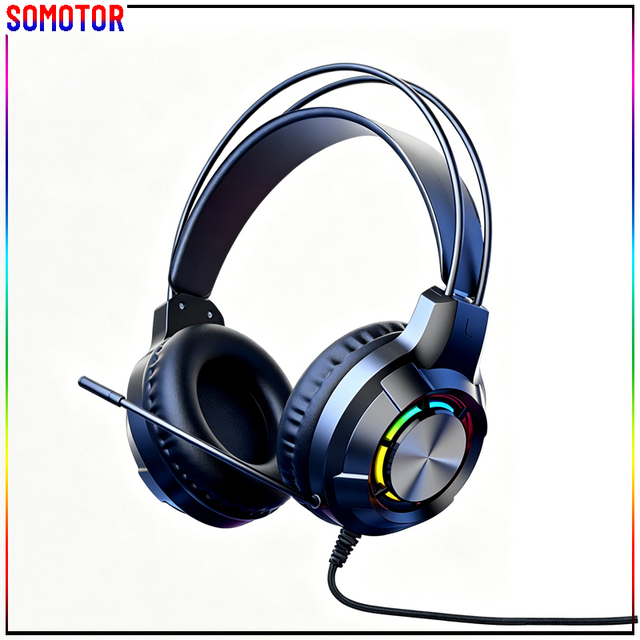 Head-mounted Wired Headsets Heavy Bass with Microphone for E-sport Gaming USB Interface Headphones