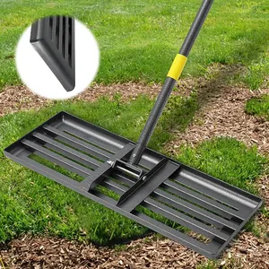 JH-Mech Lawn Level Tool 26 Inch Black Powder Coating Stainless Steel Lawn Leveling Rake for Yard Garden Golf Course