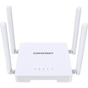 COMFAST CF-N1 Roteador WiFi doméstico de alta velocidade com 4 antenas e 5 portas, compatível com roteador interno de parede com 4 antenas de 2,4 GHz 300 Mbps