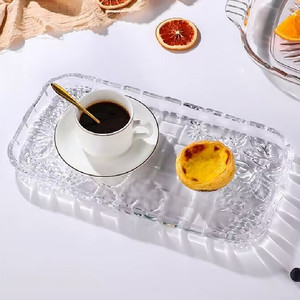 Plateau à fruits en <span class=keywords><strong>verre</strong></span> transparent épaissi, plateau de service <span class=keywords><strong>rectangulaire</strong></span>, plateau de présentation pour la maison, le salon, la cuisine, les desserts, les collations, les gâteaux - Product Image 1