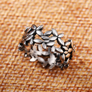 Anello Vintage a Foglia d'Ulivo Traforato da Donna, Stile Antico, Ramo Floreale, Gioiello alla Moda da Dito - Product Image 4