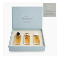 Boîtes rigides élégantes de style livre, bleu et blanc, avec logo personnalisé, pelliculage mat, pour 3 flacons de parfum, coffret cadeau