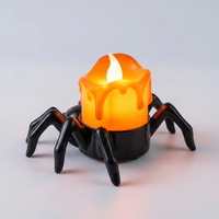 En gros, Décoration de fête d'Halloween pour maison hantée : Lumière LED araignée en plastique, Tête de bougie LED effet crâne ou effet bougie fondue, Bougie sans flamme à piles
