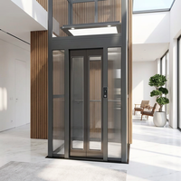Ascenseur résidentiel MRL neuf, fiable et de haute qualité pour villa, avec porte en verre silencieuse et cabine en acier.