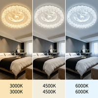 Plafonnier LED à économie d'énergie avec télécommande, 3 couleurs changeantes, texture cristalline, luminaire de plafond circulaire durable
