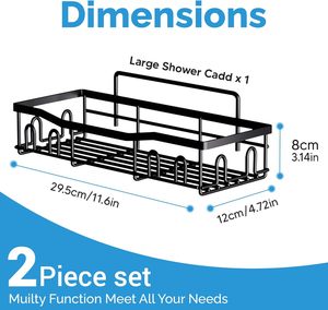 Estante de Ducha de Hierro Negro de 5 Piezas para Baño y Cocina, Sin Perforación, Almacenamiento Perfecto, Venta al por Mayor de Fábrica - Product Image 4