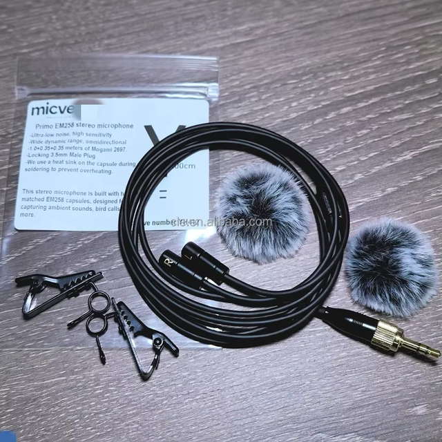 Primo EM258 Condenser Stereo Microphone Kit Wired 0.2dB Matched Pair Y-Shape Cable 1.0m Main+35cm Dual Branch