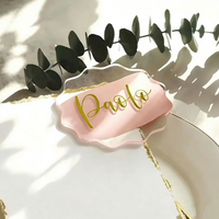 Marque-places en acrylique miroir à bords ondulés dorés, lot de 20, inscriptibles à la main, étiquettes nominatives DIY pour la décoration de tables de mariage et de fête