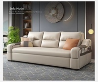 Modernes Minimalistisches Kratzfestes Kunstleder-Sofabett 2-in-1 Verwandelbares Sofa mit Stauraum für Kleine Räume