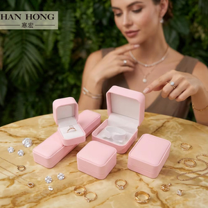 Factory Handmade Cajas Regalo Joyera Custom logo Screen Printing Necklace Bracelet Ring <strong>Pink</strong> PU Leather <strong>Jewelry</strong> <strong>Box</strong> Packaging - Product Image 4