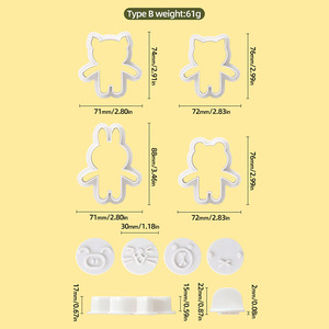 Cina all'ingrosso Kit di biscotti fai da te <span class=keywords><strong>per</strong></span> bambini Multi-espressione Bear Cookie Cutter con forme di stelle quadrate personalizzabili strumenti di cottura - Product Image 6