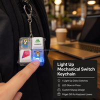 Porte-clés mécanique personnalisé à 4 touches avec interrupteur lumineux bleu, capuchon de touche LED lumineux, jouet anti-stress, cadeau pour clavier