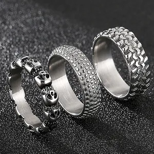 New Arrival Punk Jewelry Hypoallergenic Stainless Steel Ring Bully Personalized Polka Dot Tire Skull Ring to my Son