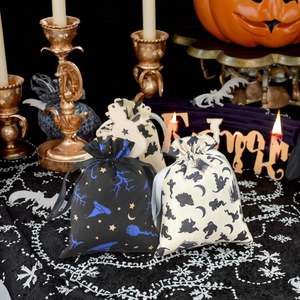 Bolsa de Dulces para Halloween, de Algodón Blanco, Personalizada con Cordón de Seguridad, para Decoración de Fiestas de Cumpleaños Infantiles - Product Image 5