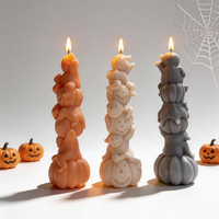 Moule en silicone pour empilage de citrouilles d'Halloween et fantômes superposés, pour bougies en cire de soja, résine et plâtre, idéal pour la décoration de maison hantée et comme cadeau