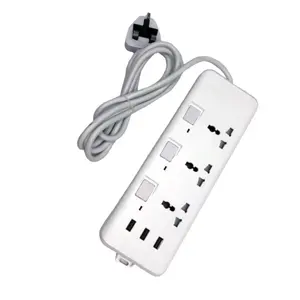 OSWELL power plug 3 way outlet electrical extension socket power strip 3 usb charger socket for desk kitchen home