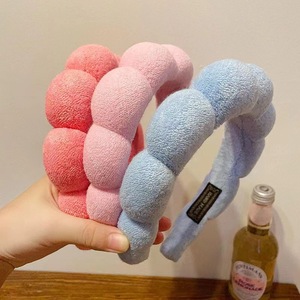 Hot Selling <b>Sponge</b> Cloud Twist Headband Towel Velvet High Crown Hair Hoop for Face Washing Makeup <b>Bathing</b> Hair Fixing Headband - Product Image 5