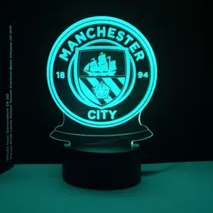 Football Club Logo Night Light LED 3D Night Lamp Customized Acrylic Laser Carving Light Gift For Men Novelty Bedside Light