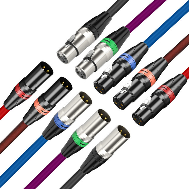 Diwei OEM 3pin XLR Line Male to Female Microphone Power Amplifier DVD Speaker Sound Balance Line Silver/Black Brass Contacts