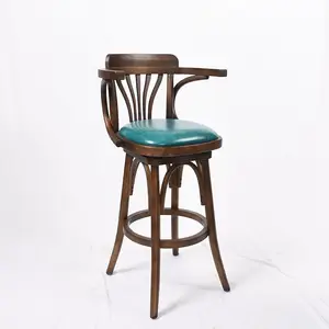 كرسي خشبي للمطاعم بنمط صناعي عتيق ، مقعد بار بارتفاع العداد ، أثاث بار